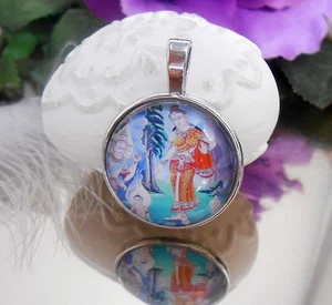 Ketten Anhänger Indien Götter Gemälde Art - Glas Cabochon 25 mm - Amulett - Bild 1 von 4