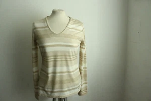 Tommy Hilfiger Gr.S/36 Langarm-Shirt beige gold Glitzer Party Top V Ausschnitt - Bild 1 von 8