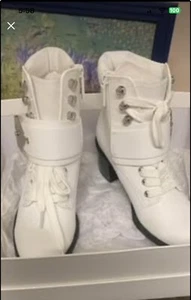 Y 2K Calvin Klein Ladies White Boots With Cute Straps Grunge Size 5.5 - Picture 1 of 1