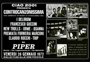 POSTER CONTROCANZONISSIMA 1972 AL PIPER ROMA REALIZZAZIONE DA IMMAGINE ANNI '70 - Picture 1 of 1