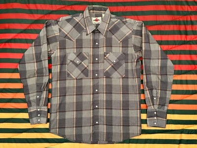 Camisa de Colección Años 70 80 MWG Ropa Western a Cuadros Botones Perla Broches de presión Para Hombres S 14 1/2 Excelente Foto 1 de 4