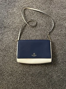 Kate Spade Charlotte Street Alek Leather Crossbody / Shoulder Bag Blue/off White - Picture 1 of 6