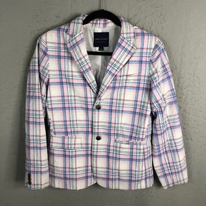 Janie And Jack Blazer Boys 18 Pastel Plaid Linen Blend Preppy Church Occasion - Picture 1 of 19