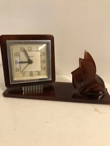 OROLOGIO Vintage Bayard French Ambra Lucite SCOZZESE TERRIER Raro! - Foto 1 di 10
