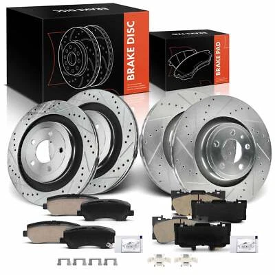 12Pcs Drilled Rotor & Brake Pad for Ford Mustang 2015-2020  Front & Rear Side - Image 1 of 4