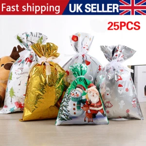 25 x Weihnachtssack Beutel Verpackung Geschenktaschen mit Band Krawatte - Bild 1 von 8