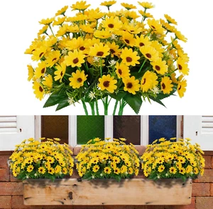 8 Bundles Sunflowers Artificial Flowers Fake Mums Flowers Outdoor UV Resistant.. - Picture 1 of 12