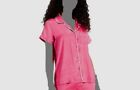 $26 Inc International Concepts Womens Pink Satin Short Sleeve Pajama Top Size Xl