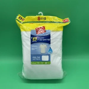 Hanes 8ct Boys Tagless White T-Shirts Sz XL (18-20) NEW Breathable Lightweight - Picture 1 of 12