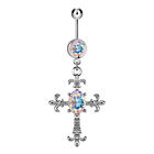Stainless Steel Cross Dangle Belly Button Ring Fashion Punk Cool Navel Nail