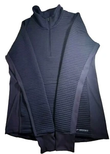 Brooks Fly-By Damen-Laufpullover mit halber Reißverschluss marineblau extra groß XL Daumenloch - Bild 1 von 13