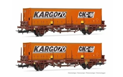 Jouef HJ6224 Car With SNCF Stands, Brown Livery, 2 Containers 20' Kargo70 - Image 1 of 4