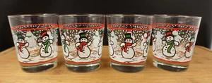 4 Libbey Dancing Snowman Whiskey Glasses - Picture 1 of 6