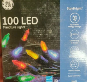 GE StayBright 100-Count Multicolor Mini LED Christmas String Lights 10 Boxes Lot - Picture 1 of 4