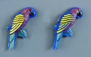 CZECH GLASS BUTTON SHAPED AS A PARROT - SET OF 2 - Picture 1 of 3