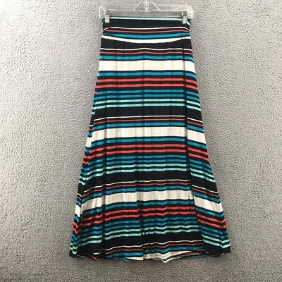 Merona A-Line Maxi Skirt Womens S/P Ebony Multicolor Striped Pull On Casual NEW - Image 1 of 4