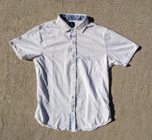 Tailorbyrd Men Collection Button Down White Linen Feel Logo Fashion Shirt- L - Picture 1 of 6