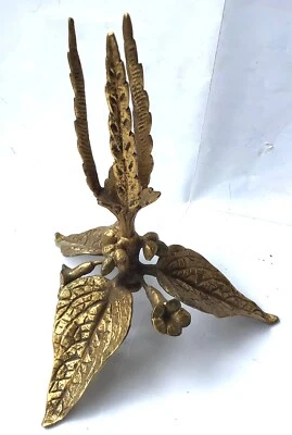 ANCIEN BOUGEOIR FEUILLES DE LIERRE EN BRONZE BRONZE IVY LEAVES CANDLE HOLDER - Photo 1/4