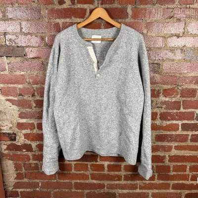 Suéter Abercrombie & Fitch Para Hombres 2XL Gris Lana Mezcla Yak Henley Pullover Invierno Foto 1 de 4