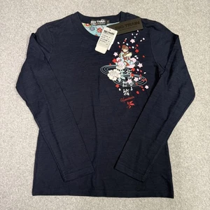 Big Train Osaka Shirt Womens Small Floral Embroidered Long Sleeve Hanakado Cat - Picture 1 of 19