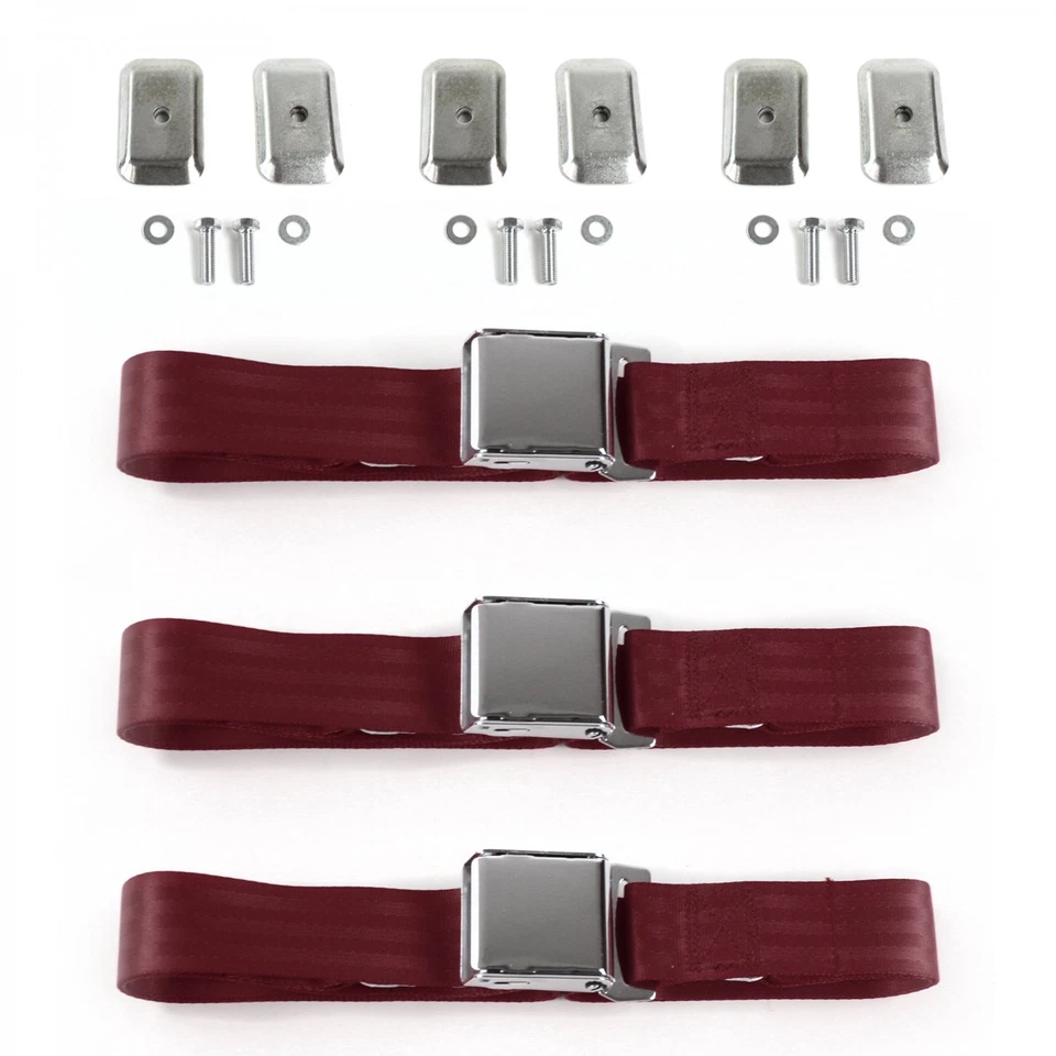 Ford Fairlane 1962 - 1965 Airplane 2pt BURG Lap Bench Blt Kit w/BKTS 3 Belts  - Image 1 of 1