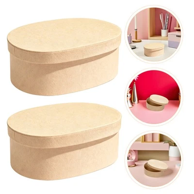4 Pcs Oval Gift Box Small Kraft Boxes Pressed Flower Storage Kit Gifts - Image 1 of 4