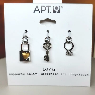 Apt.9 новый подвески серебристого тона любовь обручальное кольцо замок ключ браслет ожерелье - Изображение 1 из 4