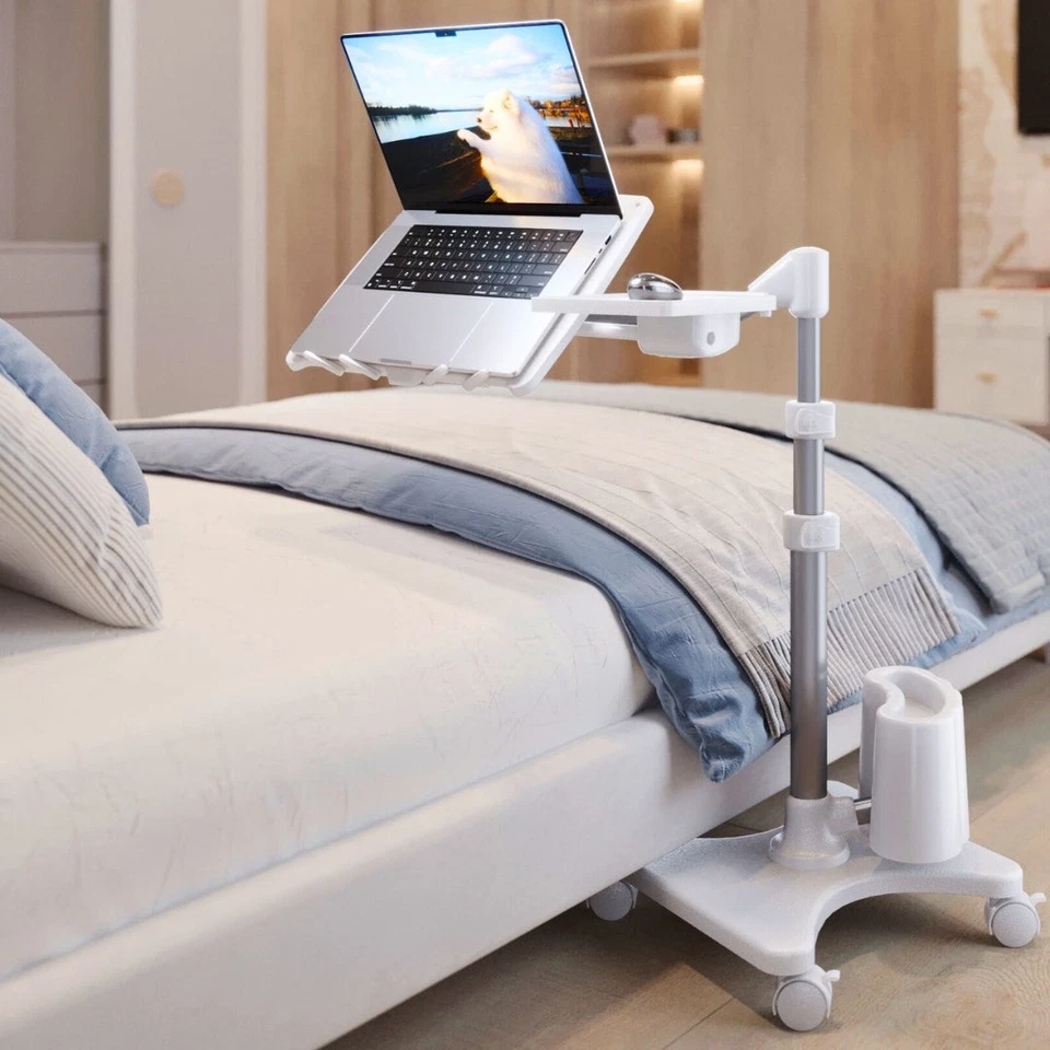 Soporte rodante para computadora portátil LEVO G2 Deluxe CON bandeja para mouse 33801 color: plateado y blanco Foto 1 de 1