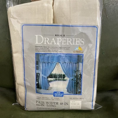 1 Par de Cortinas Sears Regal II 48x84" Blanco Antiguo #580 De Colección Foto 1 de 4