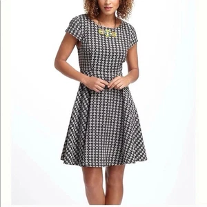 New $138 Anthropologie MAEVE  Black Jacquard Geometric Skater Dress  Women's 10 - Picture 1 of 5