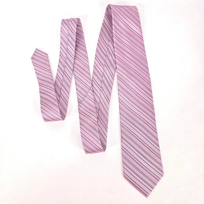 Corbata de seda a rayas rosa Calvin Klein extra larga 3,5" x 64" Corpcore ropa profesional Foto 1 de 4