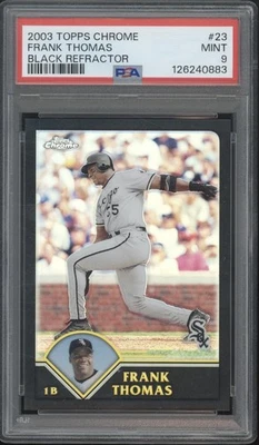 2003 Topps Chrome Black Refractor 23 Frank Thomas /199 Pop 9 1 higher Mint PSA 9 - Image 1 of 2