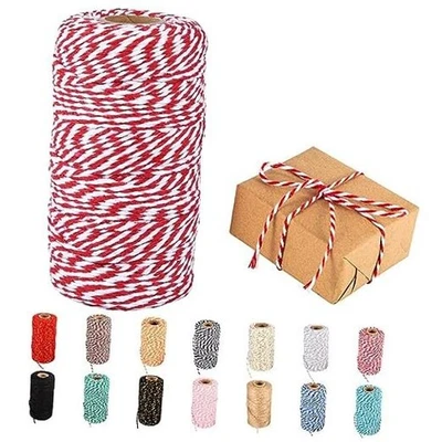 Cordel de algodón, 328 pies rojo y blanco - decoración artesanal y boda, 328 pies/rojo blanco Foto 1 de 4