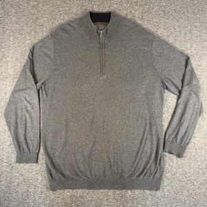J Hilburn Sweater Mens XXL Gray Half Zip Cashmere Blend Mock Neck Pullover - Picture 1 of 11