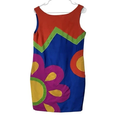 Vestido recto vintage años 80 The Limited talla 6 100 % seda colorido arte pop audaz divertido Foto 1 de 4