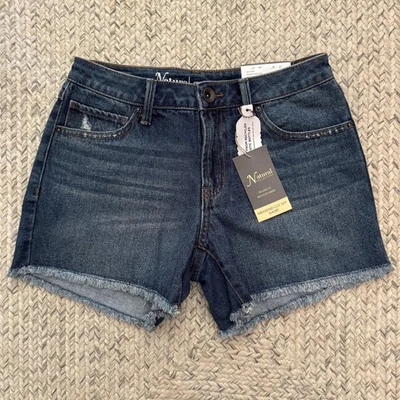 Natural Reflections Denim Shorts Womens 2, Dark Wash Weekend Cut Off Frayed - Image 1 of 4