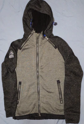 Superdry Hombre Storm Doble Capucha con Cremallera Gris Grano Talla Grande Chaqueta Polar Foto 1 de 4
