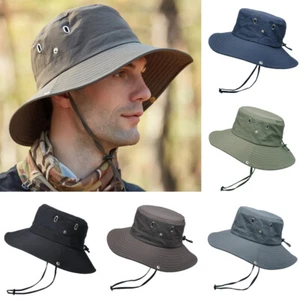 Cappello a secchio unisex cotone pesca campeggio tesa da sole berretto estivo raffreddamento NUOVO - Foto 1 di 18
