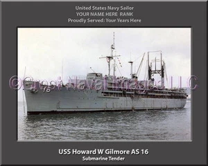 USS Howard W Gilmore AS 16 Personalized Canvas Ship Photo Print Navy Veteran - Picture 1 of 1