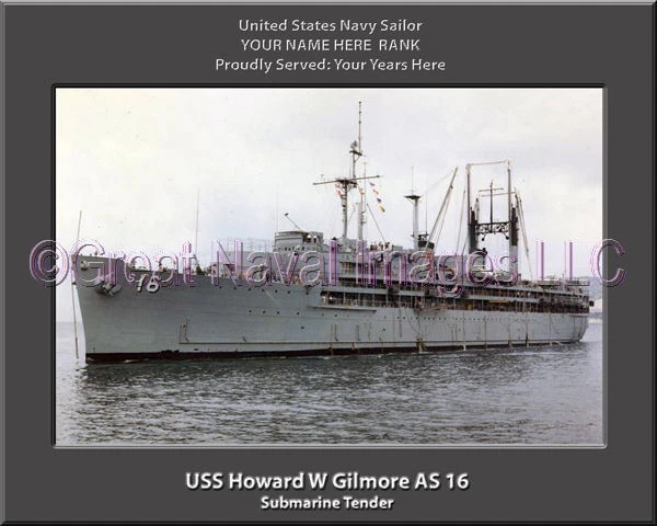 USS Howard W Gilmore AS 16 Personalized Canvas Ship Photo Print Navy Veteran - Image 1 of 1