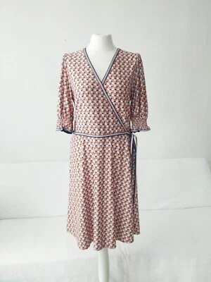 Topzustand Max Studio süßes Kleid Wickeloptik  D 40 Halbarm rot hellblau blau - Bild 1 von 4