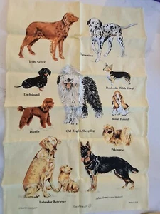 Toalla de té vintage de lino y algodón razas de perros nueva sin usar regalo amante  - Imagen 1 de 6
