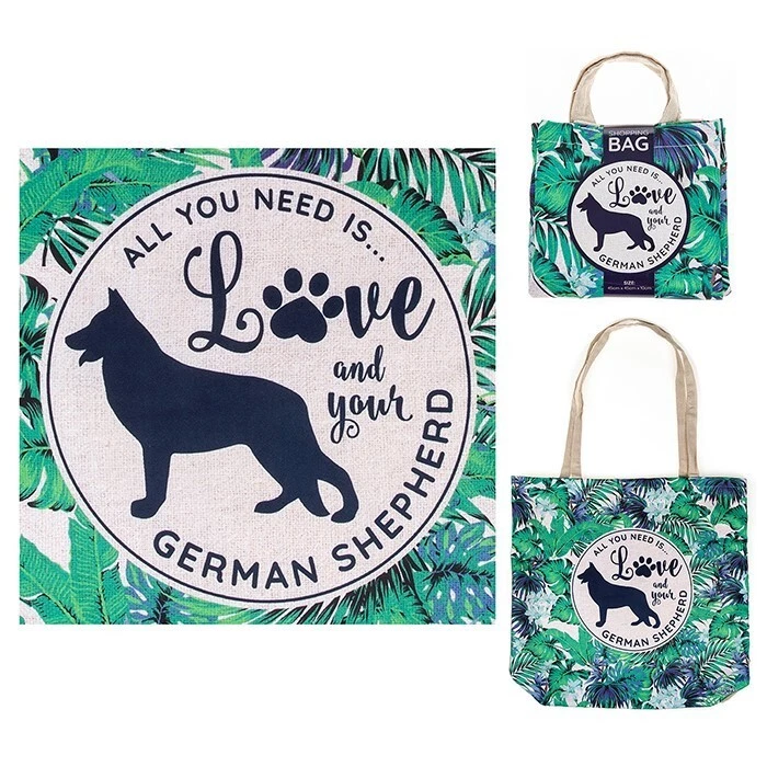 ANIMAL CRACKERS German Shepherd Bag for life eco shopper All you need is love Alsatian dog lover