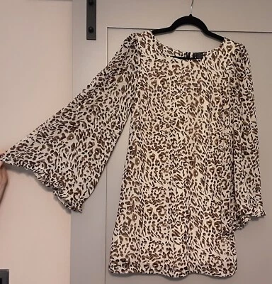 Vestido túnica de gasa Fire Los Angeles para mujer manga campana pequeña forrado Foto 1 de 4