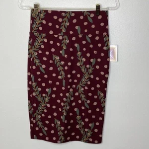 Gonna a matita Lularoe Cassie bordeaux stampa a pois e vite elasticizzata taglia small - Foto 1 di 7