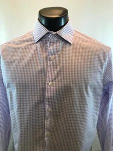 Claiborne Fitted Dress Shirt - White/Purple Check - L - 15.5 32/33 - Picture 1 of 18