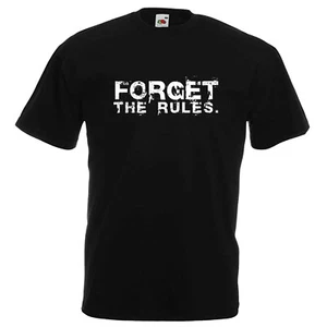 T-shirt FORGET THE RULES presente Anarchy Liberty Freedom Disobey regalo divertente UK - Foto 1 di 6
