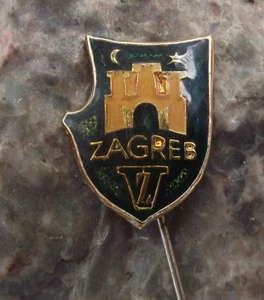 Antique Zagreb Croatia Heraldic Crest City Castle & Moon Coat of Arms Pin Badge - Picture 1 of 2