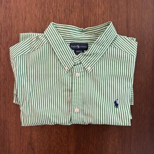 Ralph Lauren Green Striped Button Down - Boys XL or Men’s Small - Picture 1 of 3