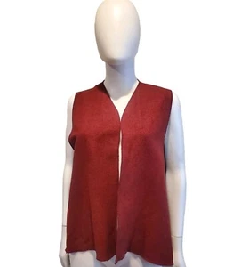 Eskandar Red Wool & Cashmere Open Front Oversized Sweater Vest One Size O/S - Picture 1 of 8